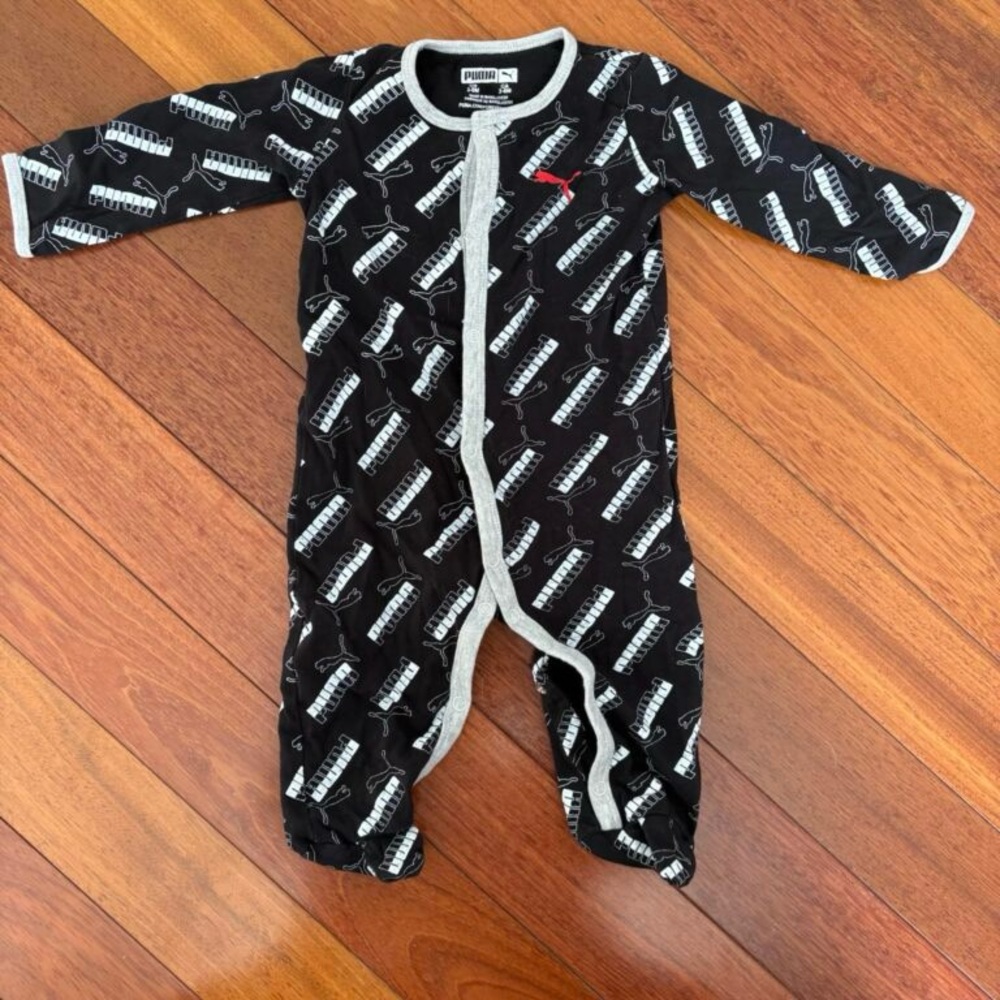 🐾 Puma Black and White Footies Pajamas